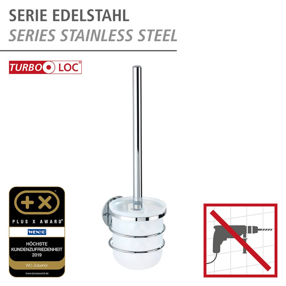 Turbo-Loc® brosse WC  acier inox, fixer sans percer